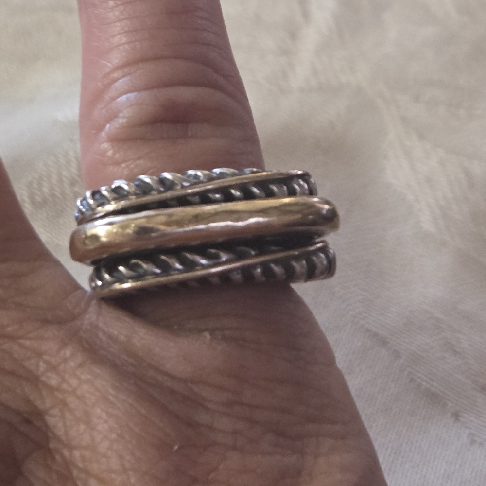 Dian Malouf Set of 3 Stack Rings, SS & 14k, Size 5.25 - Picture 12 of 16